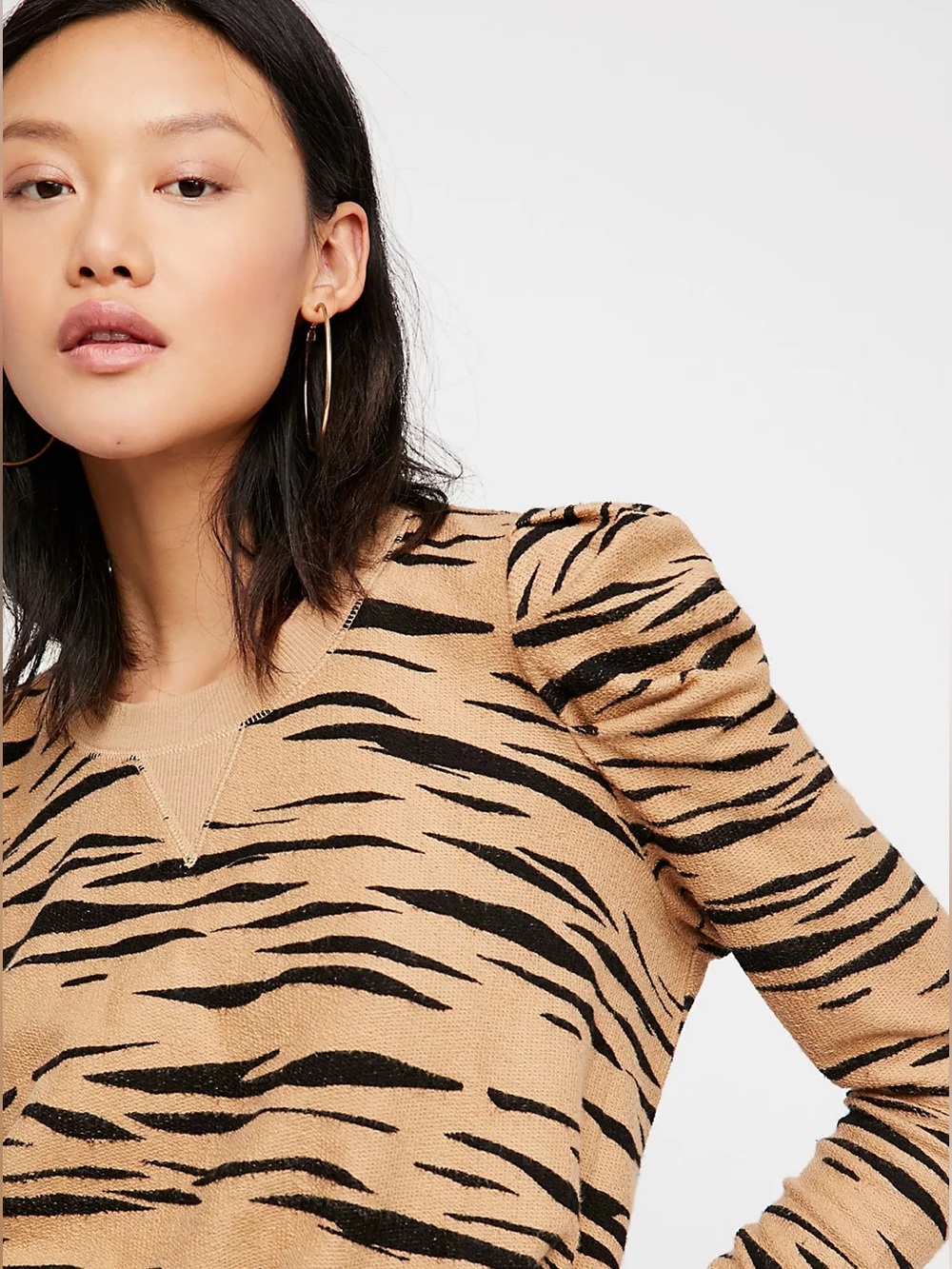 Free People Zaza Zebra Pullover Top Size M - Picture 3 of 12